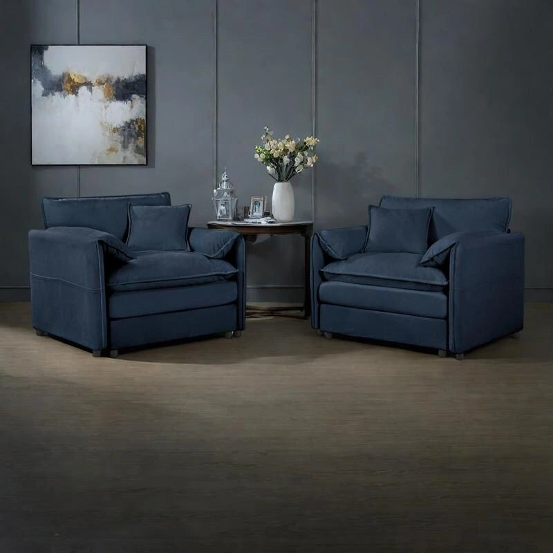 Ensemble de 2 fauteuils d'appoint en chenille, avec larges accoudoirs et sièges profonds de 76 cm (capacité de 363 kg)