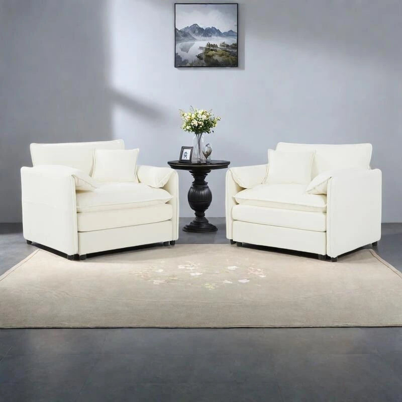 Ensemble de 2 fauteuils d'appoint en chenille, avec larges accoudoirs et sièges profonds de 76 cm (capacité de 363 kg)