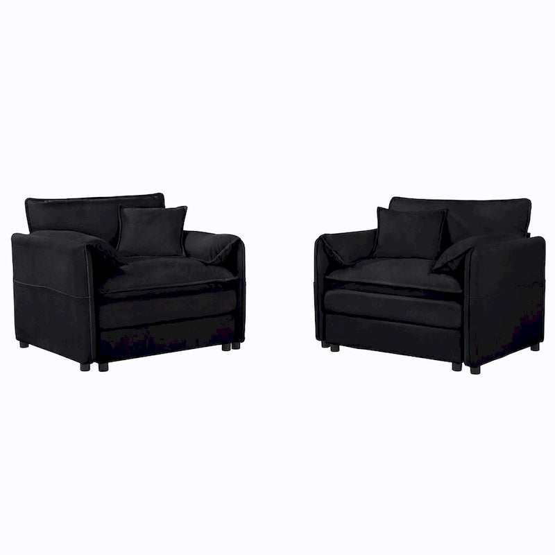 Ensemble de 2 fauteuils d'appoint en chenille, avec larges accoudoirs et sièges profonds de 76 cm (capacité de 363 kg)