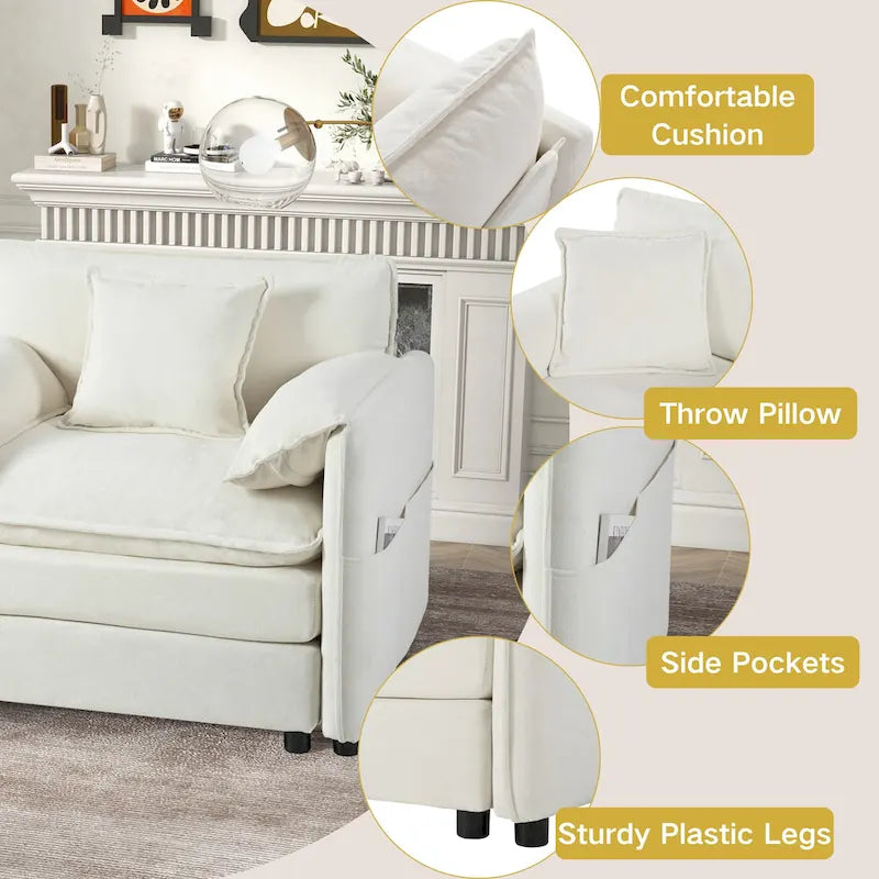 Ensemble de 2 fauteuils d'appoint en chenille, avec larges accoudoirs et sièges profonds de 76 cm (capacité de 363 kg)