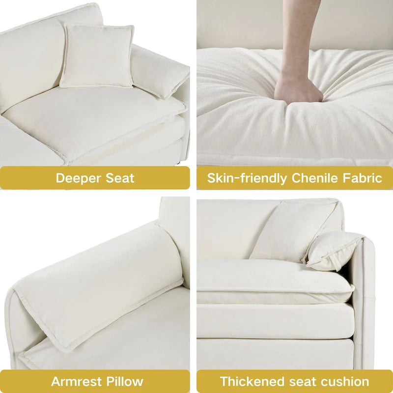 Ensemble de 2 fauteuils d'appoint en chenille, avec larges accoudoirs et sièges profonds de 76 cm (capacité de 363 kg)