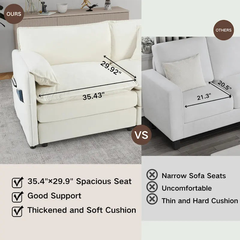 Ensemble de 2 fauteuils d'appoint en chenille, avec larges accoudoirs et sièges profonds de 76 cm (capacité de 363 kg)