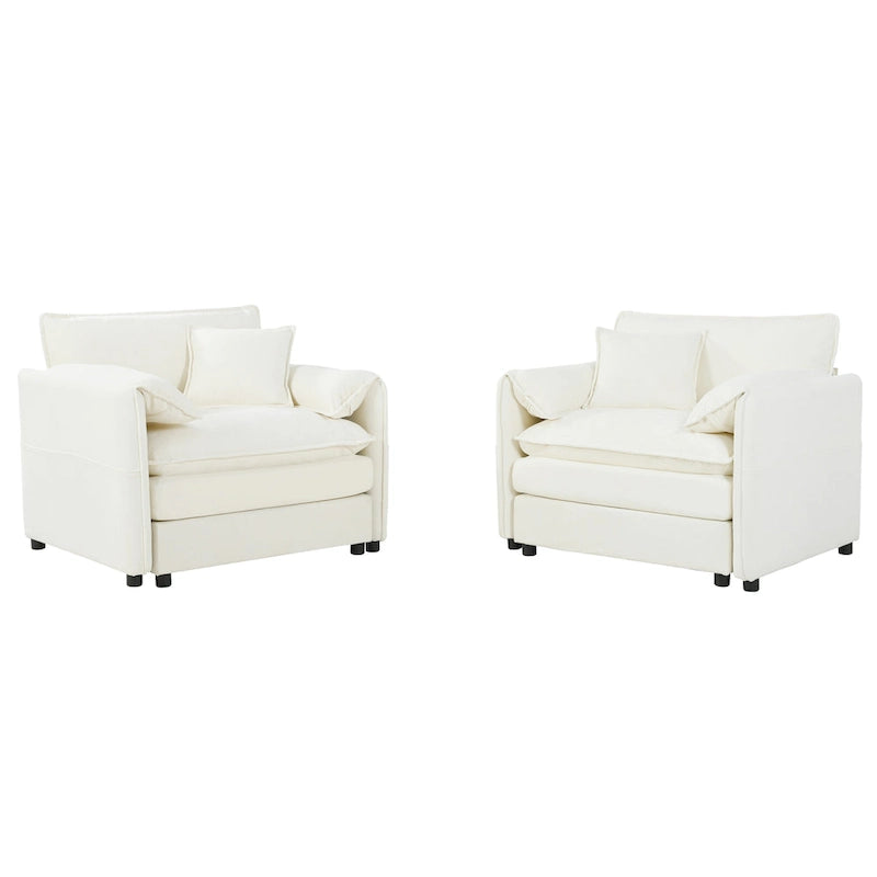 Ensemble de 2 fauteuils d'appoint en chenille, avec larges accoudoirs et sièges profonds de 76 cm (capacité de 363 kg)