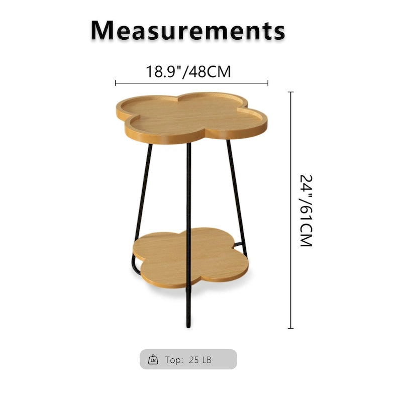 Table basse à double couche créative en forme de pétale, table d'appoint ronde avec espace de rangement multifonctionnel, pour salon