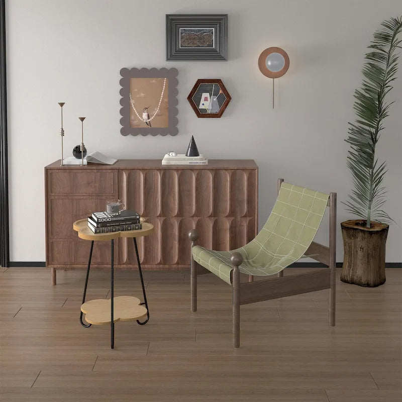 Table basse à double couche créative en forme de pétale, table d'appoint ronde avec espace de rangement multifonctionnel, pour salon