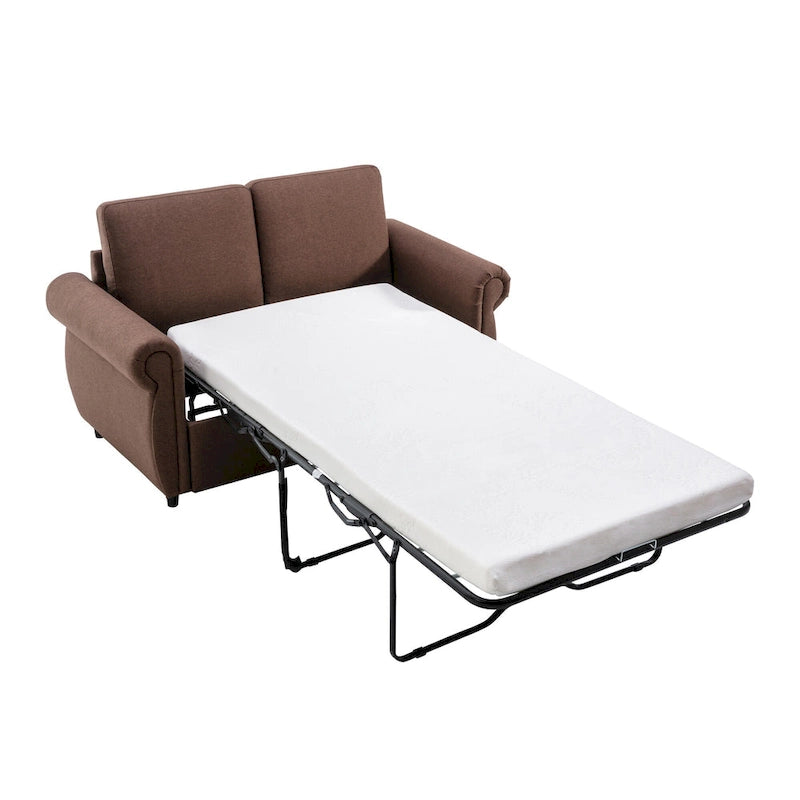 Canapé-lit gigogne de 147 cm avec matelas en mousse à mémoire de forme simple, deux ports de chargement USB