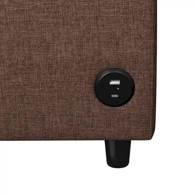 Canapé-lit gigogne de 147 cm avec matelas en mousse à mémoire de forme simple, deux ports de chargement USB