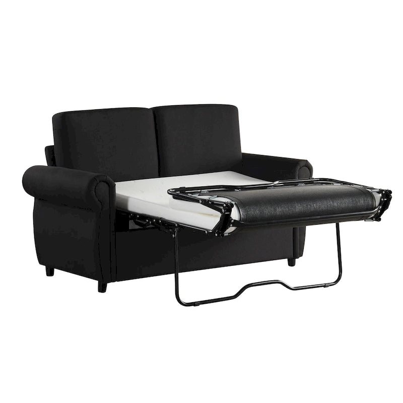 Canapé-lit gigogne de 147 cm avec matelas en mousse à mémoire de forme simple, deux ports de chargement USB