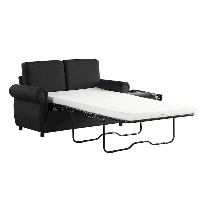 Canapé-lit gigogne de 147 cm avec matelas en mousse à mémoire de forme simple, deux ports de chargement USB