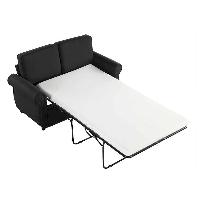 Canapé-lit gigogne de 147 cm avec matelas en mousse à mémoire de forme simple, deux ports de chargement USB