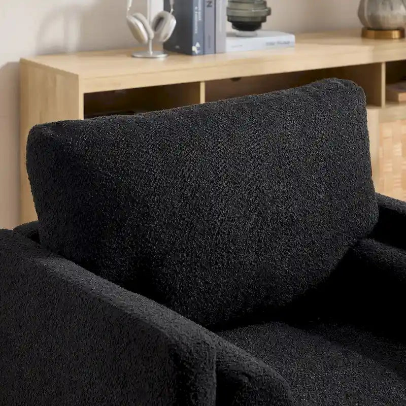 Fauteuil de lecture moderne de 35,4 W, fauteuil d'appoint rembourré avec oreillers et pieds en bois