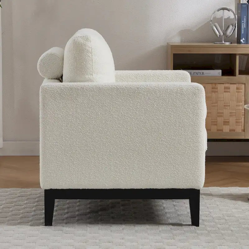 Fauteuil de lecture moderne de 35,4 W, fauteuil d'appoint rembourré avec oreillers et pieds en bois