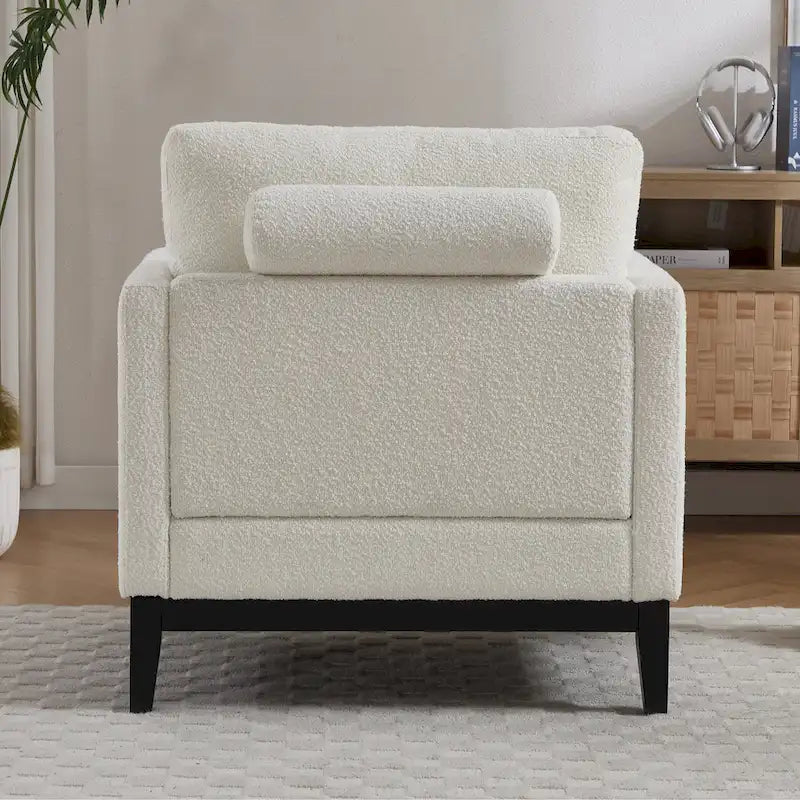Fauteuil de lecture moderne de 35,4 W, fauteuil d'appoint rembourré avec oreillers et pieds en bois