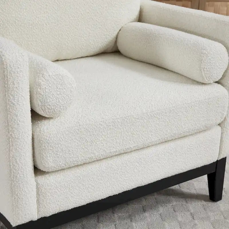 Fauteuil de lecture moderne de 35,4 W, fauteuil d'appoint rembourré avec oreillers et pieds en bois