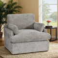 Fauteuil une place et demie en chenille, grand format, largeur 105,4 cm, garnissage en duvet