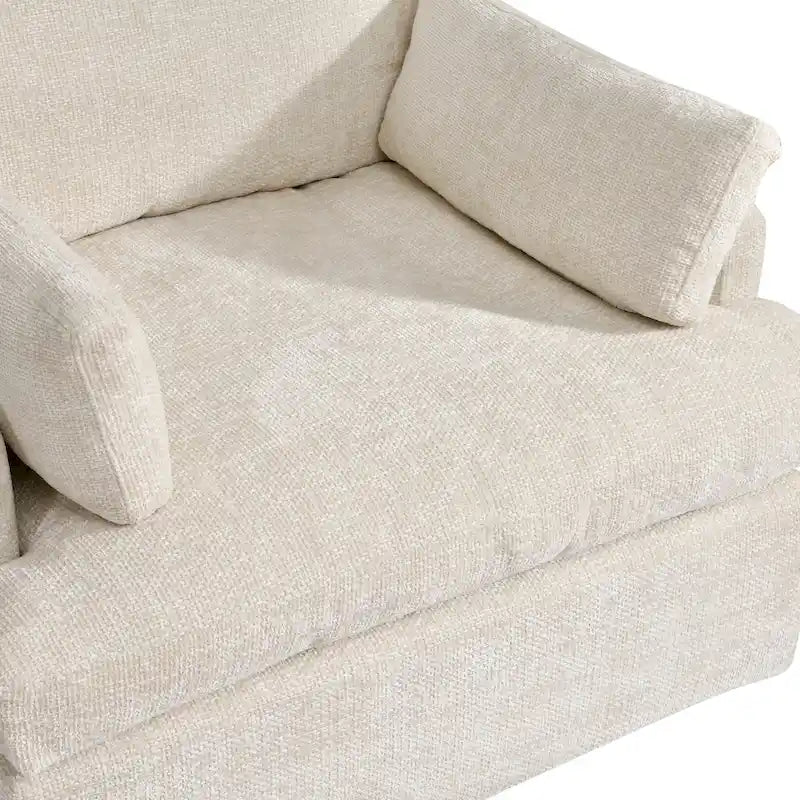 Fauteuil une place et demie en chenille, grand format, largeur 105,4 cm, garnissage en duvet