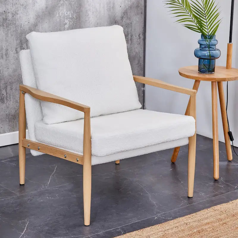 White 28.74 Upholstered Arm Chair with Metal Frame