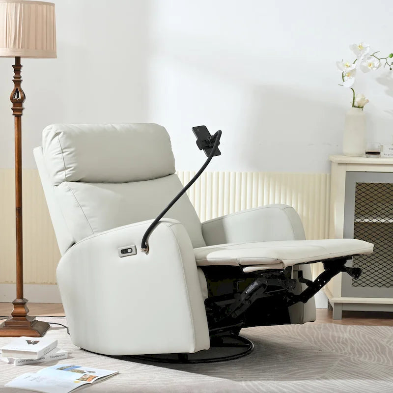 Fauteuil inclinable électrique avec pivotement à 270°, ports USB et repose-pieds réglable pour salon et chambre de bébé