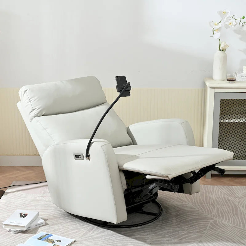 Fauteuil inclinable électrique avec pivotement à 270°, ports USB et repose-pieds réglable pour salon et chambre de bébé