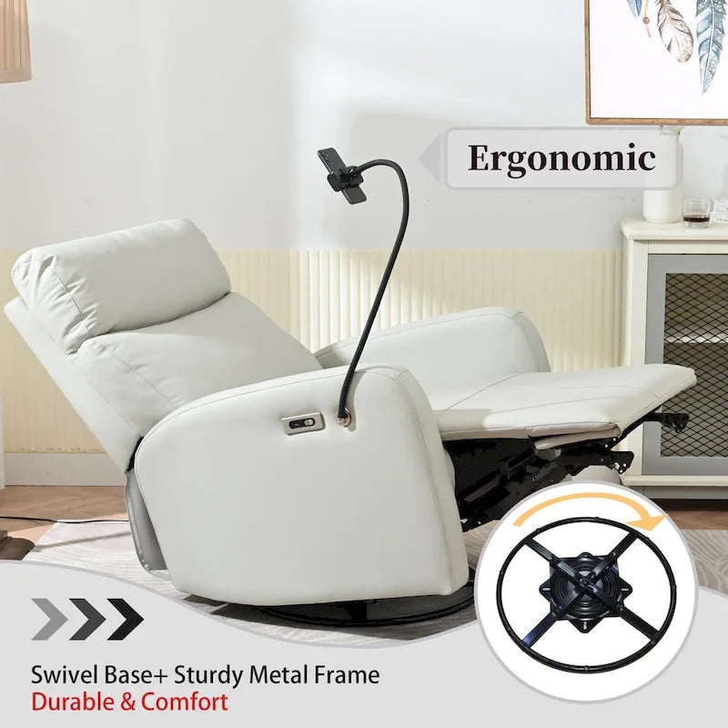 Fauteuil inclinable électrique avec pivotement à 270°, ports USB et repose-pieds réglable pour salon et chambre de bébé