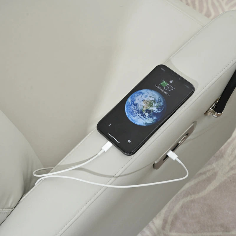 Fauteuil inclinable électrique avec pivotement à 270°, ports USB et repose-pieds réglable pour salon et chambre de bébé
