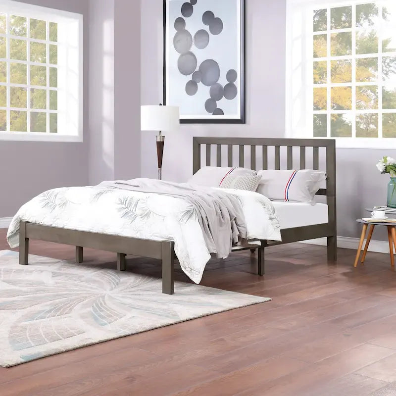 Lit plateforme deux places en bois d'acacia, style ferme moderne
