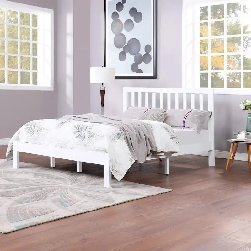 Lit plateforme deux places en bois d'acacia, style ferme moderne