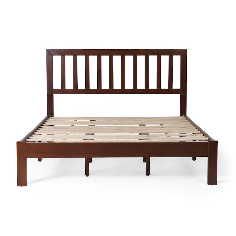 Lit plateforme deux places en bois d'acacia, style ferme moderne