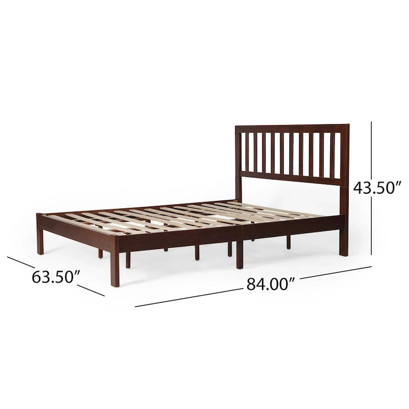 Lit plateforme deux places en bois d'acacia, style ferme moderne