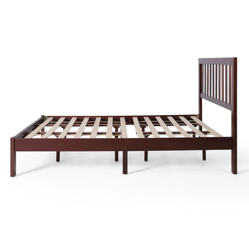Lit plateforme deux places en bois d'acacia, style ferme moderne