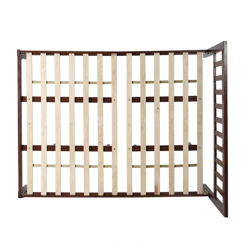 Lit plateforme deux places en bois d'acacia, style ferme moderne