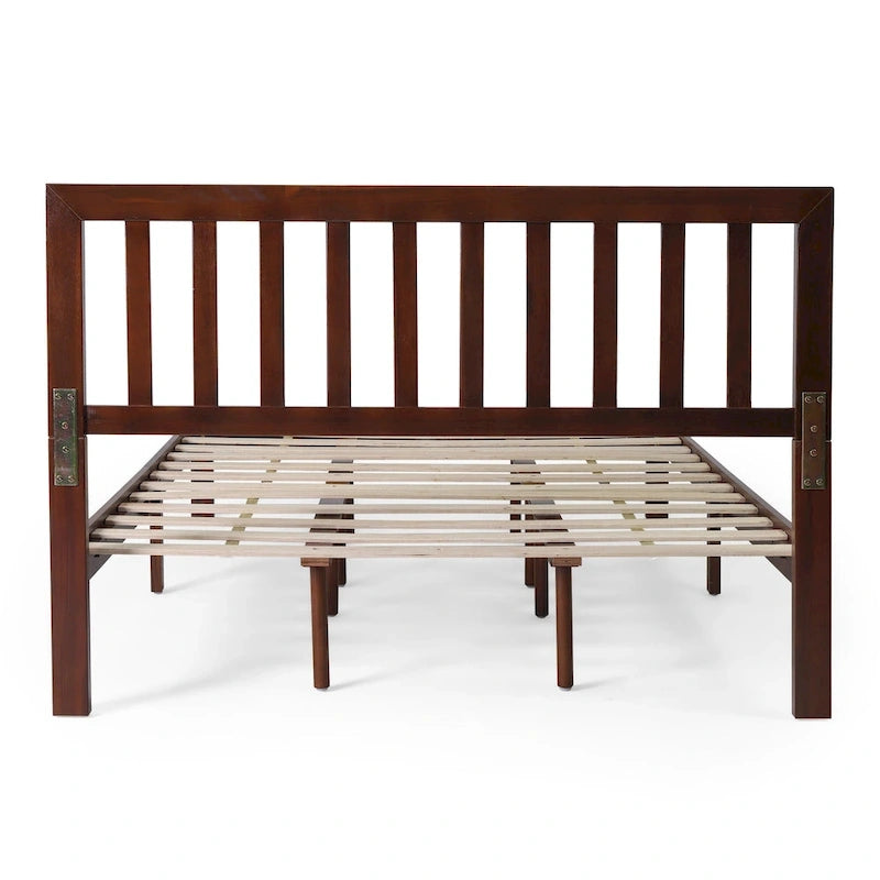 Lit plateforme deux places en bois d'acacia, style ferme moderne