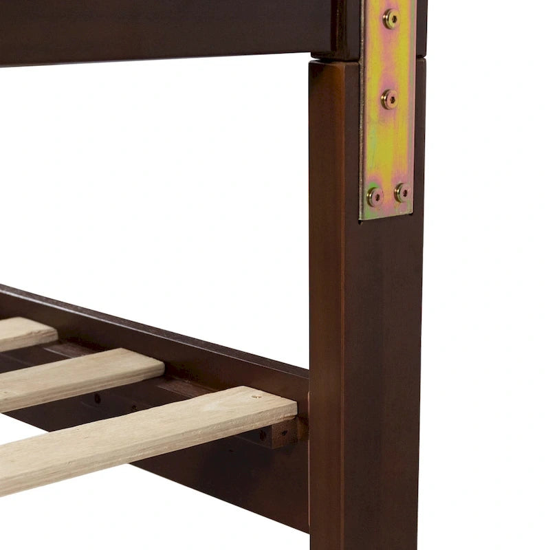 Lit plateforme deux places en bois d'acacia, style ferme moderne