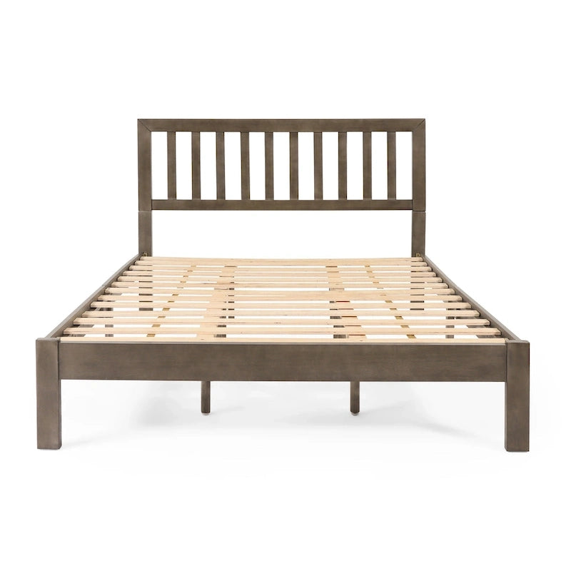 Lit plateforme deux places en bois d'acacia, style ferme moderne