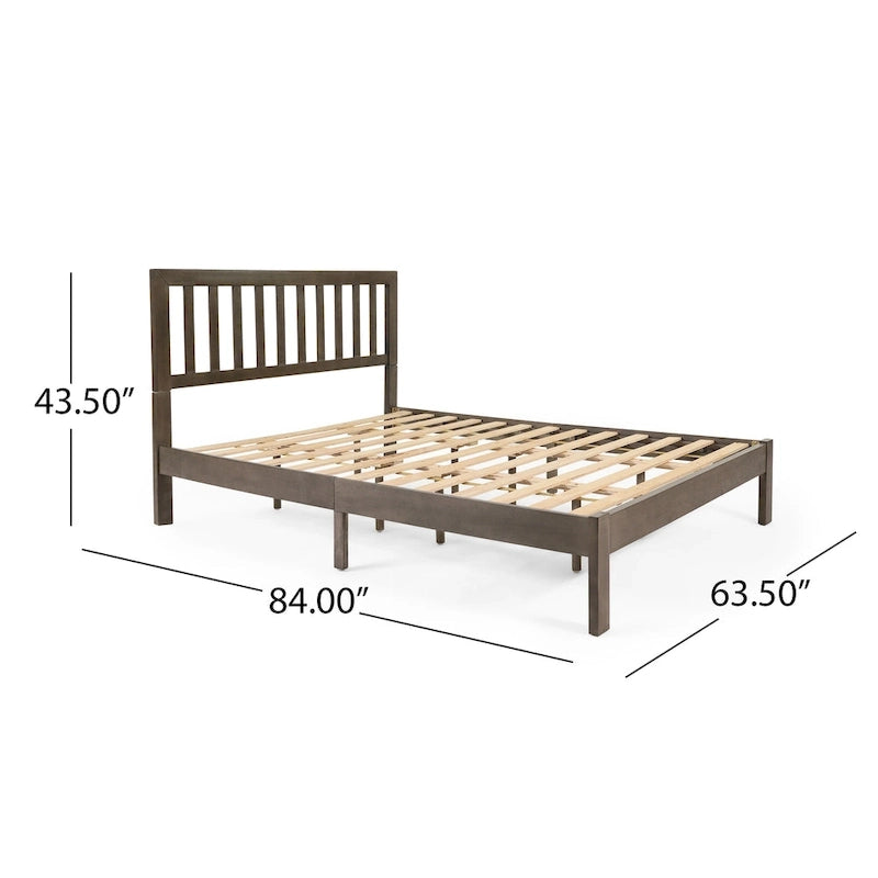 Lit plateforme deux places en bois d'acacia, style ferme moderne