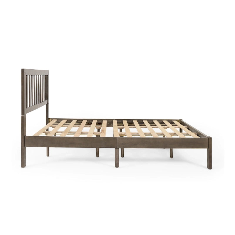 Lit plateforme deux places en bois d'acacia, style ferme moderne