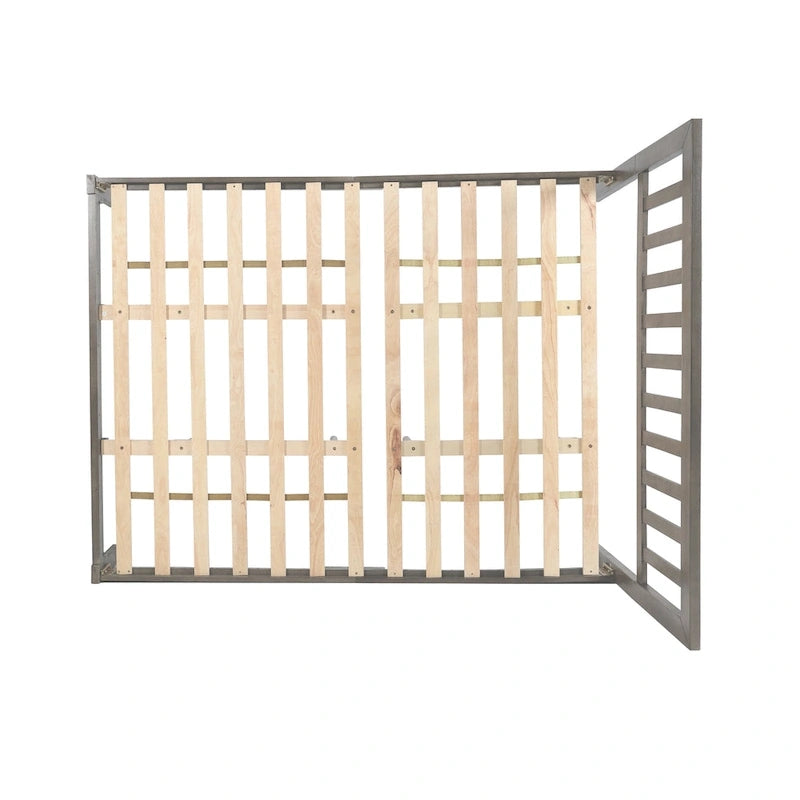 Lit plateforme deux places en bois d'acacia, style ferme moderne