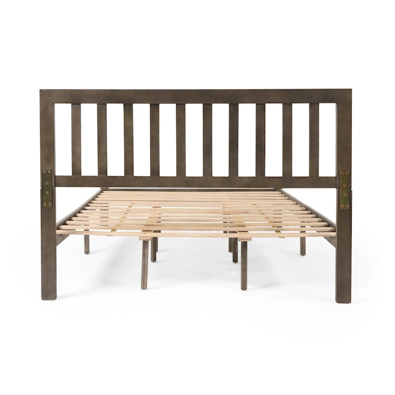 Lit plateforme deux places en bois d'acacia, style ferme moderne