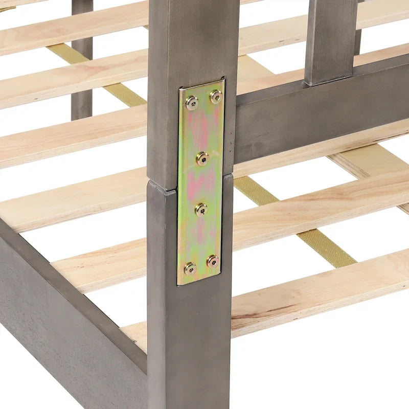 Lit plateforme deux places en bois d'acacia, style ferme moderne