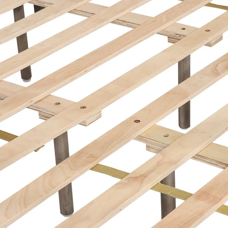Lit plateforme deux places en bois d'acacia, style ferme moderne