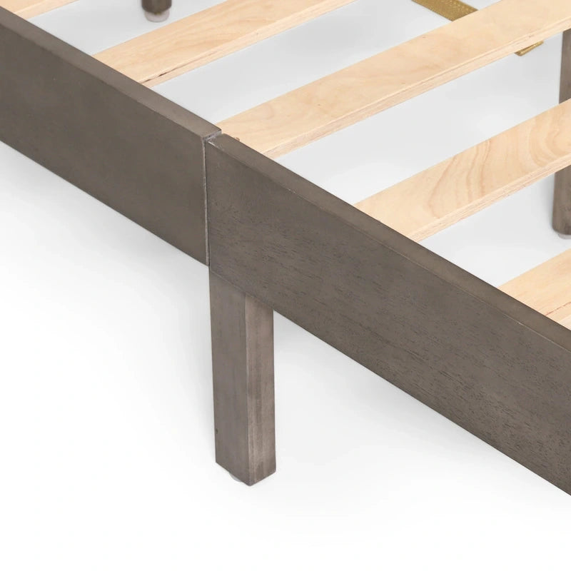 Lit plateforme deux places en bois d'acacia, style ferme moderne