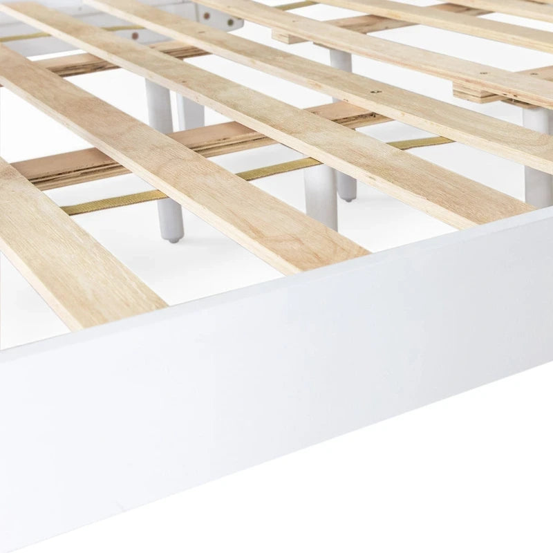 Lit plateforme deux places en bois d'acacia, style ferme moderne