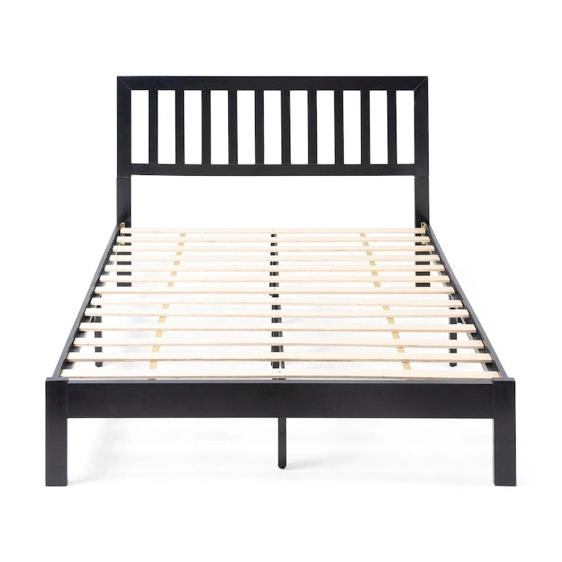 Lit plateforme deux places en bois d'acacia, style ferme moderne