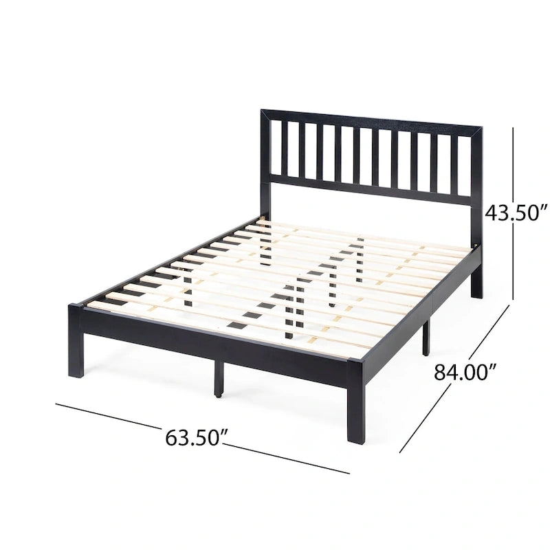 Lit plateforme deux places en bois d'acacia, style ferme moderne