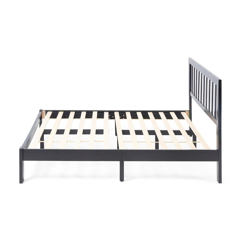 Lit plateforme deux places en bois d'acacia, style ferme moderne