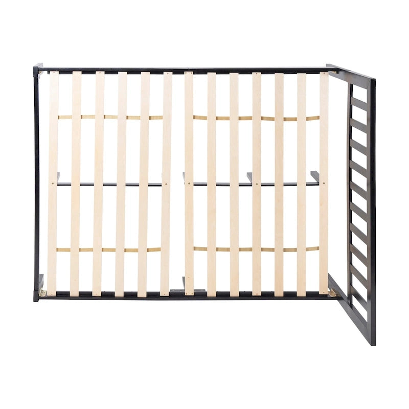 Lit plateforme deux places en bois d'acacia, style ferme moderne