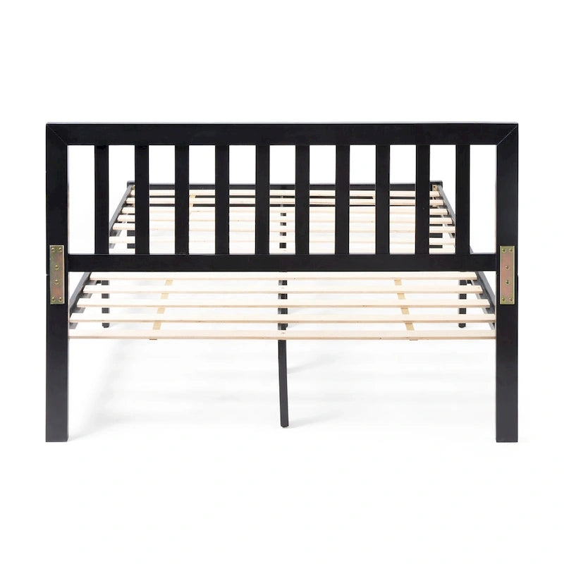 Lit plateforme deux places en bois d'acacia, style ferme moderne