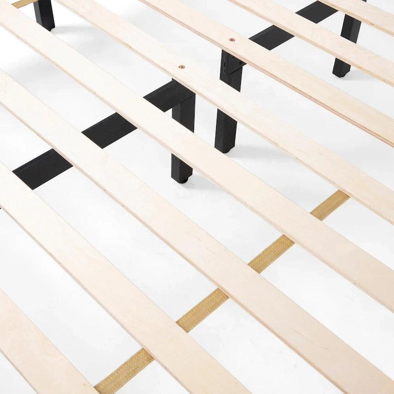 Lit plateforme deux places en bois d'acacia, style ferme moderne