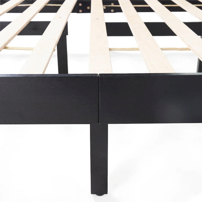 Lit plateforme deux places en bois d'acacia, style ferme moderne