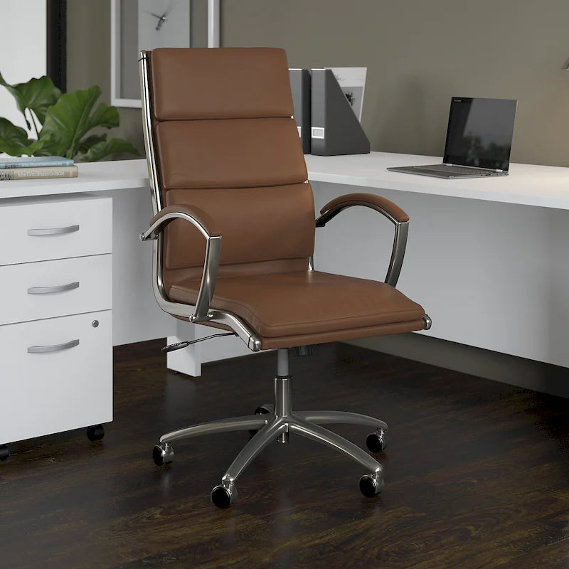 Fauteuil de bureau de direction à haut dossier en similicuir